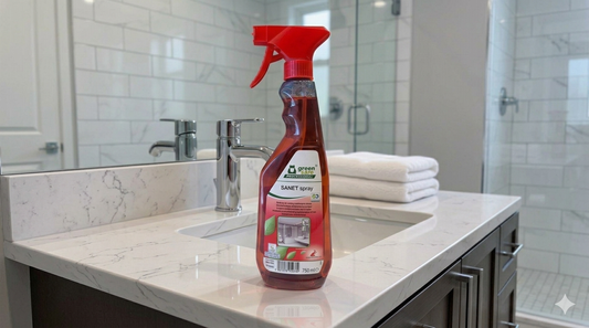 SANET Spray Green Care אנטי קאלק – מסיר אבנית לברזים, מקלחונים ומשטחי אמבטיה