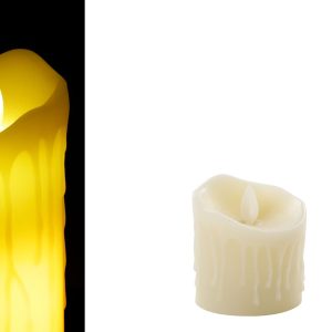 נר עם סוללה בגודל 8X7.5 בצבע לבן תאורה חמה