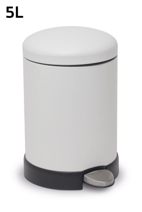 פח אשפה עגול ANTI-SLEEP טריקה שקטה בגודל 5L בצבע לבן