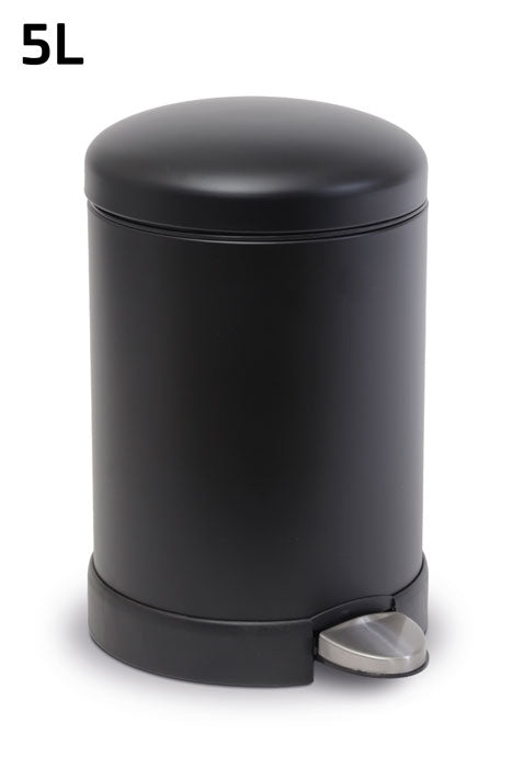 פח אשפה עגול ANTI-SLEEP טריקה שקטה בגודל 5L בצבע שחור