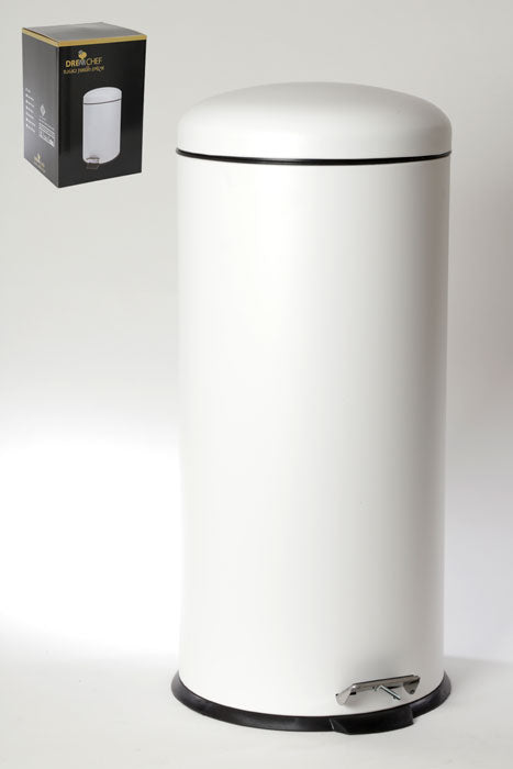 פח אשפה עגול 30L טריקה שקטה בגודל 30L בצבע לבן מט