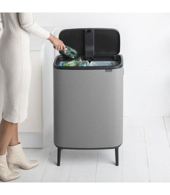 BO טאץ פח הפרדה 30+30 ליטר אפור בטון מינרלי Brabantia