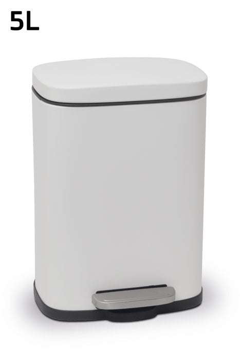 פח אשפה מרובע 5L לבן מט טריקה שקטה אנטי סליפ בגודל 5L בצבע לבן