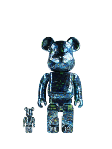 זוג בובות אספנות | Bearbrick Jackson Pollock Studio Chrome