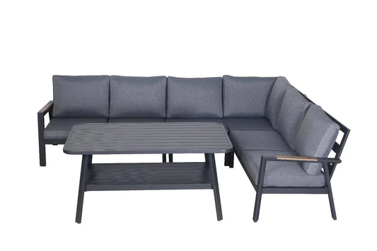 מערכת ישיבה אלומיניום פינתית דגם ליון צבע פחם