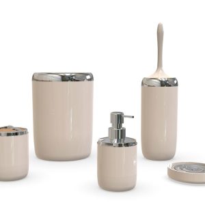 סט פח 5L מברשת שירותים דיספונסר כוס מברשות שיניים ומתקן לסבון מוצק PRIMANOVA