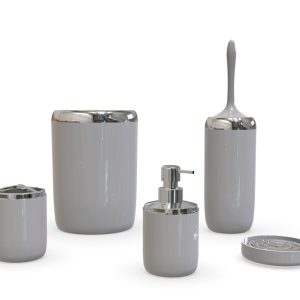 סט פח 5L מברשת שירותים דיספונסר כוס מברשות שיניים ומתקן לסבון מוצק PRIMANOVA