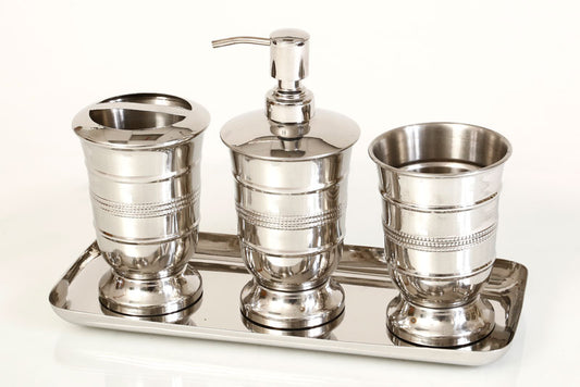 סט אמבטיה BRASS SILVER בגודל 30X13X20 בצבע כסף